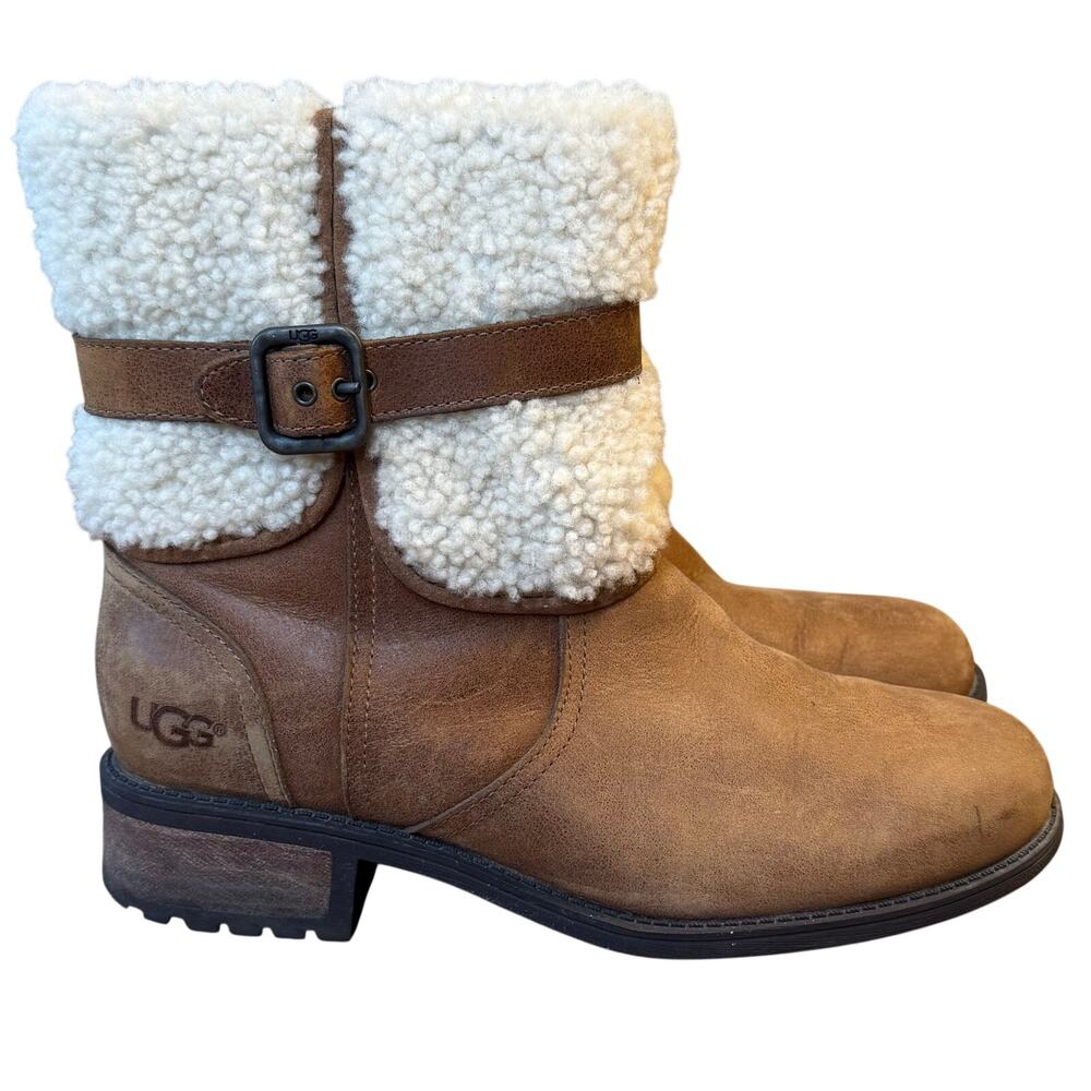 UGG Australia Blayre II Boot Heel Shearling Winter Chestnut Brown Women’s Sz 9
